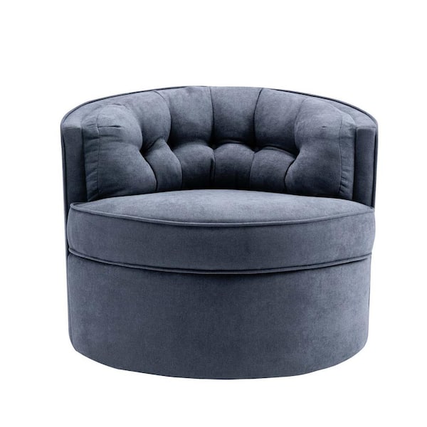wetiny Grey 33 in. Wide Swivel Barrel Chair Comfy Tufted Back .