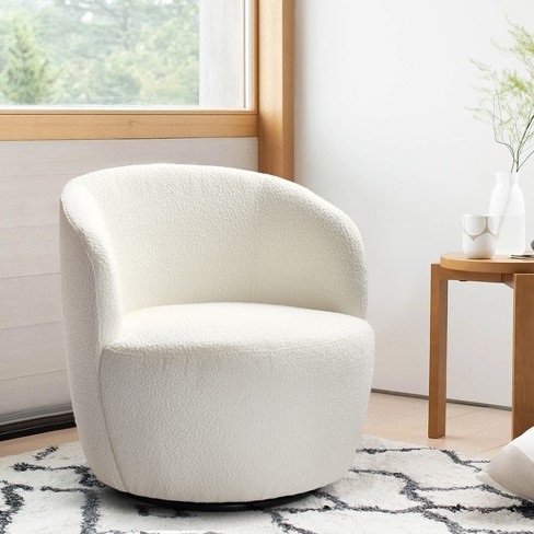Bella 28'' Seat Width Touch Modern White Boucle Upholstered With .