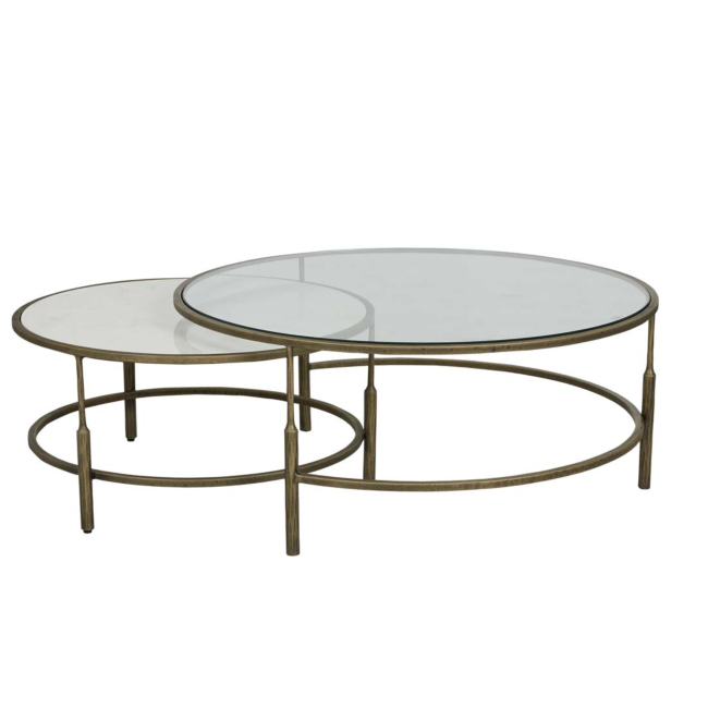 Buy Verona Charm Nest of 2 Coffee Tables - White Marble - Antique .