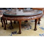 20th Century Asian Mahogany Carved Coffee/Tea Table and Stools - 4 .