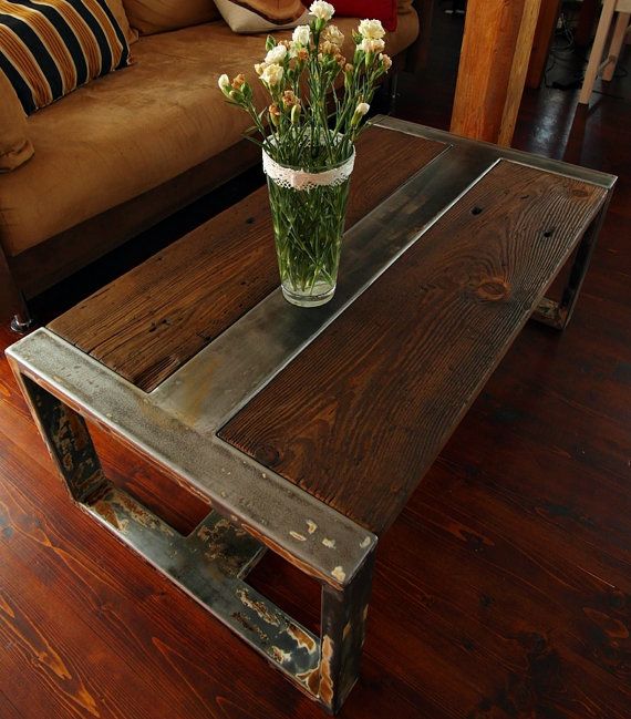 Handmade Reclaimed Wood & Steel Coffee Table Vintage Rustic - Etsy .