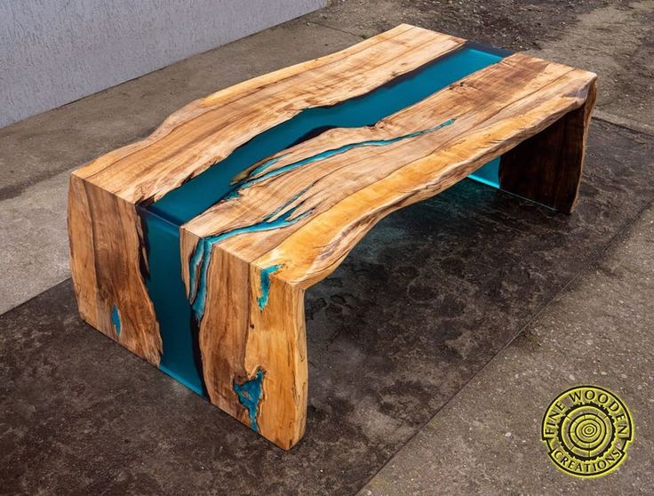 Double Waterfall Live Edge River Coffee Table With Glowing - Etsy .