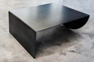 Asymmetrical Natural Metal Coffee Table Heavy Duty Raw Steel .