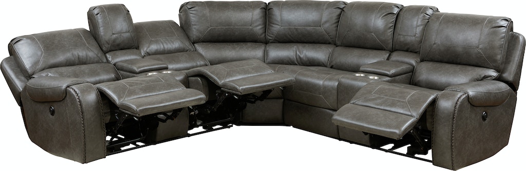 PRI Living Room 3 PC Glider Recliner Sectional in Oxford Steel .