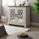 GALANO Heron Ivory with Knotty Oak Accent Cabinet with 2 Doors SH .