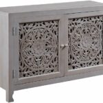 Hammary Dining Room Pierced Floral Two Door Cabinet 090-1061 .