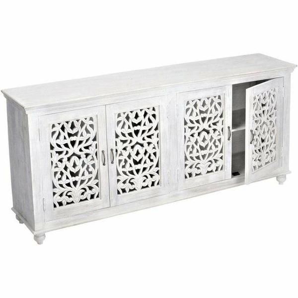 80 | White sideboard, Carved buffet, Hand carved buff