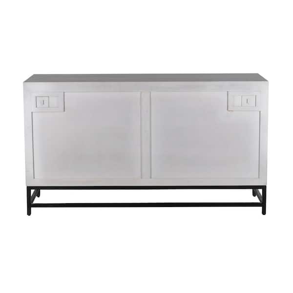 Coast To Coast Accents Floral 62 in. White Wash Credenza With 4 .