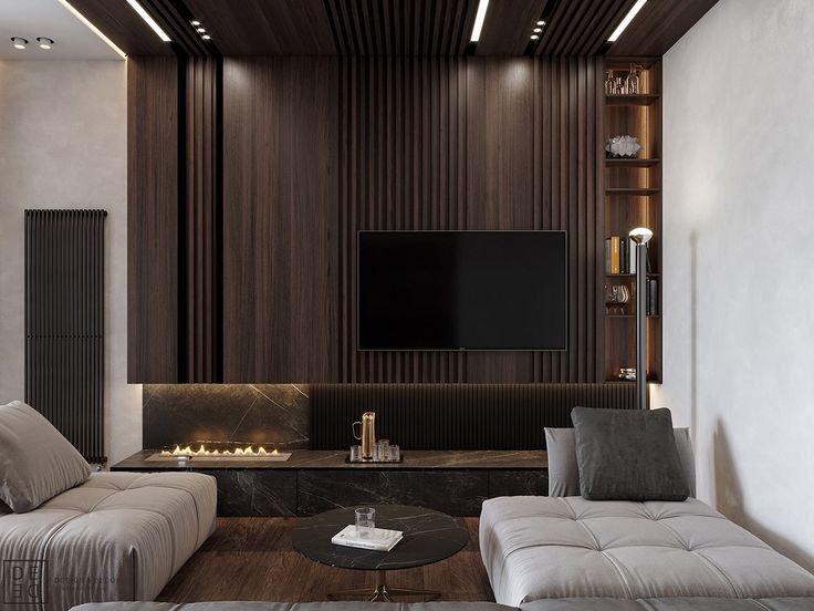 Luxurious Interior With Wood Slat Walls | Interior wall design .