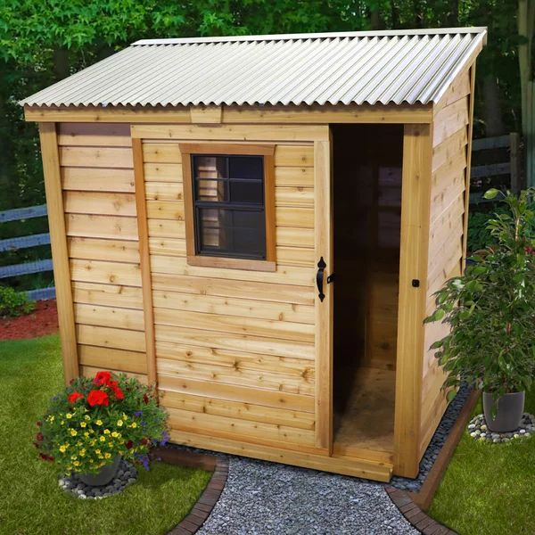 8 ft. D x 4 ft. D Sliding Door Cedar Wood Storage Shed | Garden .