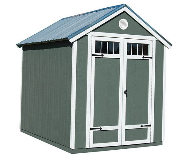 Wood Garden Shed with Metal Roof on Sale - Installed on Site .