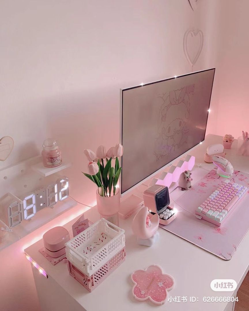 Charming And Beautiful Pink Computer
  Desks