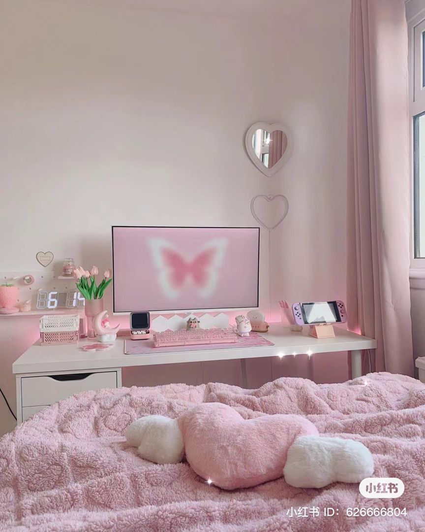 Charming And Beautiful Pink Computer
  Desks