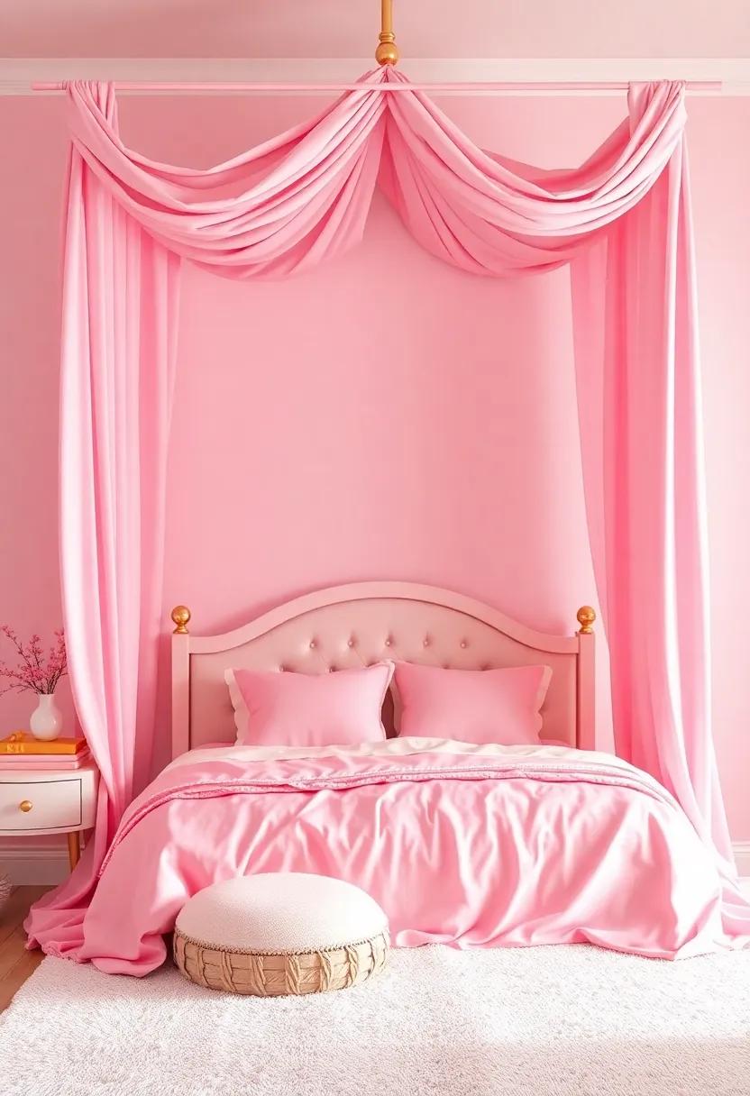 Whimsical Canopies: Designing Dreamy Bed Moments with ‍Fabric and Gold Touches