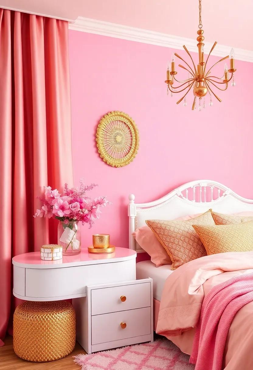 Charming Accessories: Finishing Touches with Dazzling Decor Elements in Pink and Gold